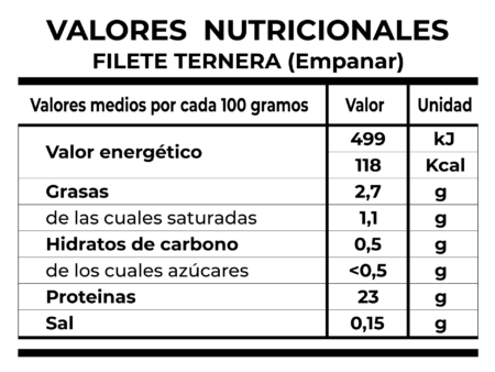 valores nutricionales filete empanar